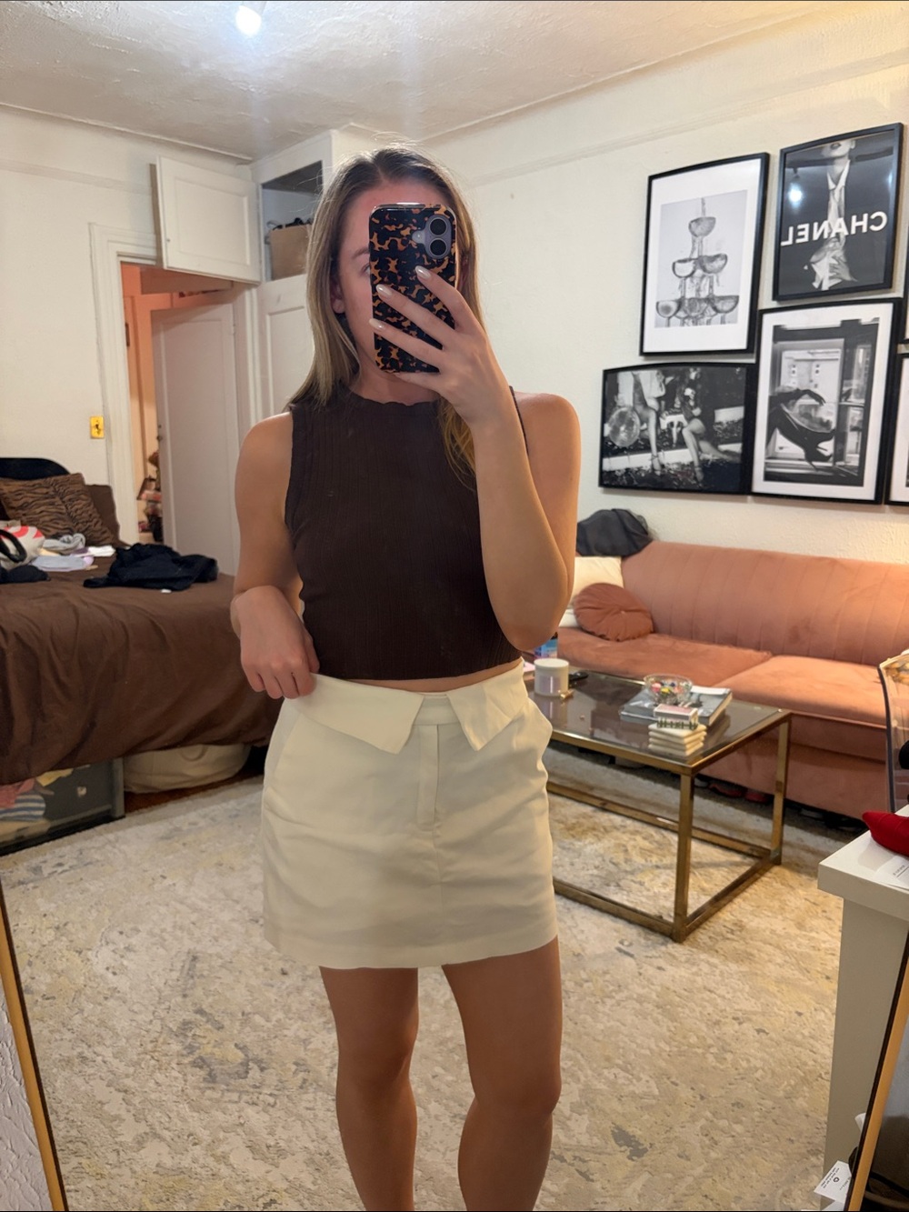 White Foldover Mini Skirt